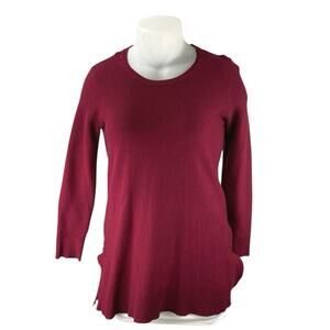 Cyrus Women's Red Long Sleeve Crew Neck Knit Tunic Sweatshirt Sweater Top Size L